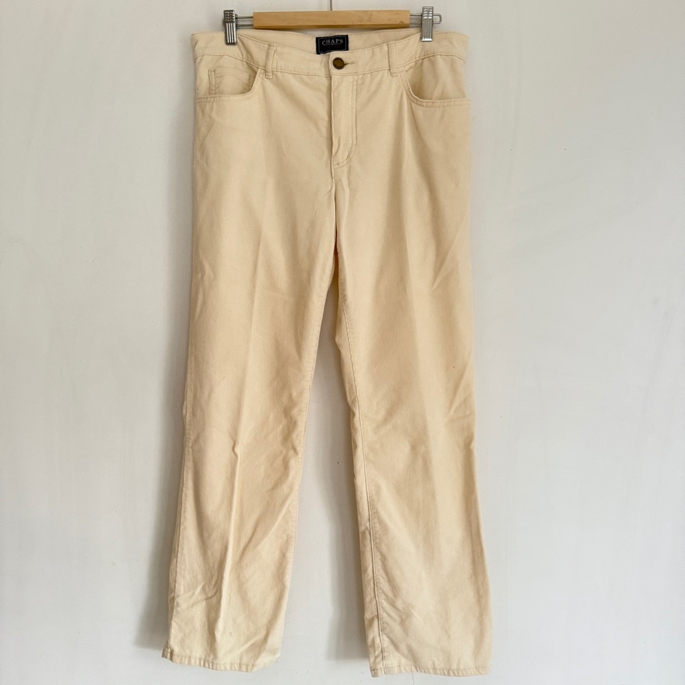 Chaps Denim Woman Fine Corduroy Ivory Straight Leg Size 12